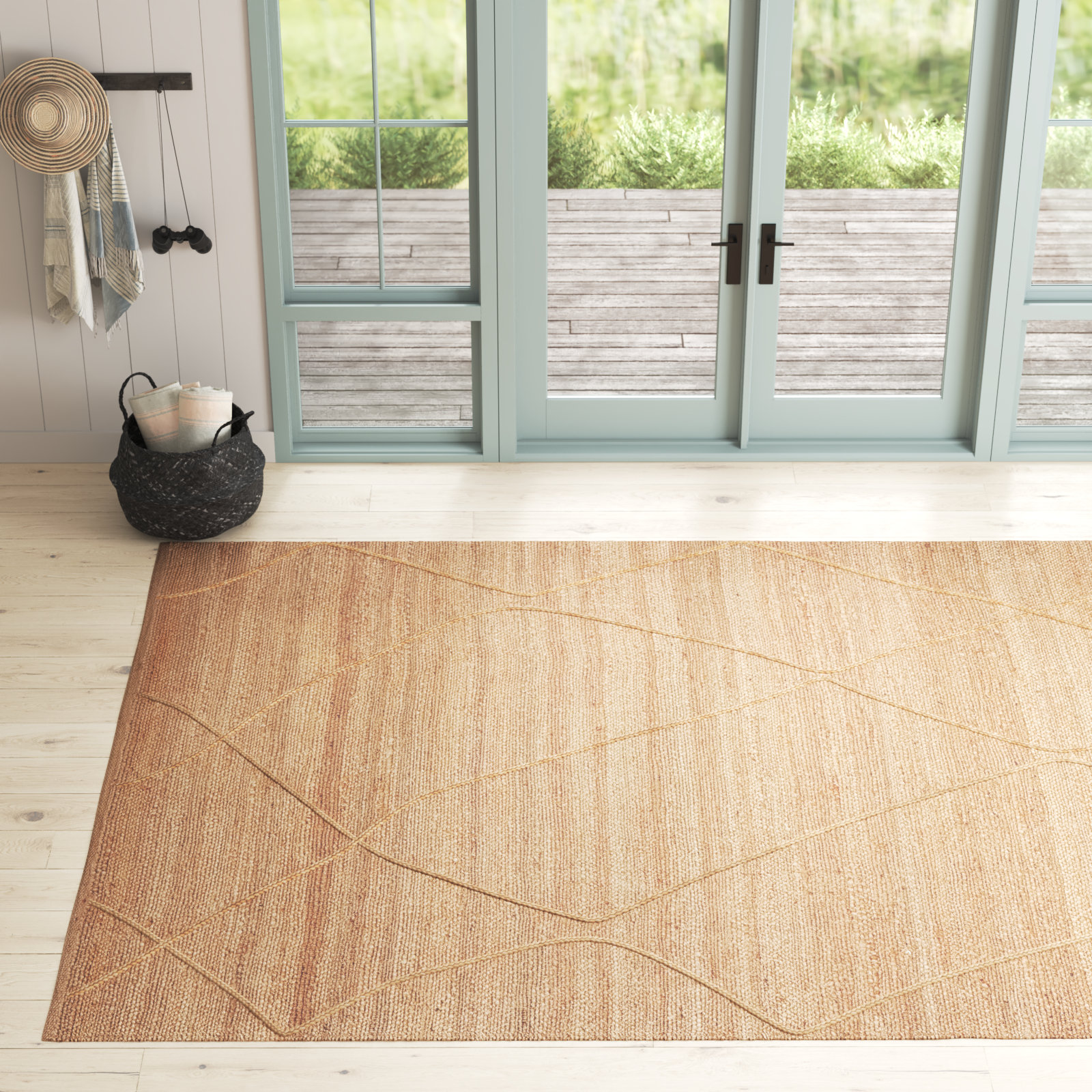 Albemarie Natural Hand-Woven Geometric Jute Rug, Rectangle 7'9" x 9'9"