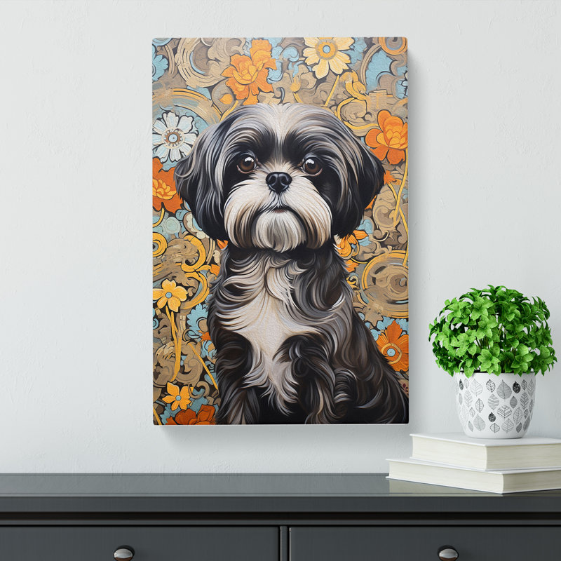 Shih Tzu Hard Edge - Wrapped Canvas, 60cm H x 40cm W x 3cm D