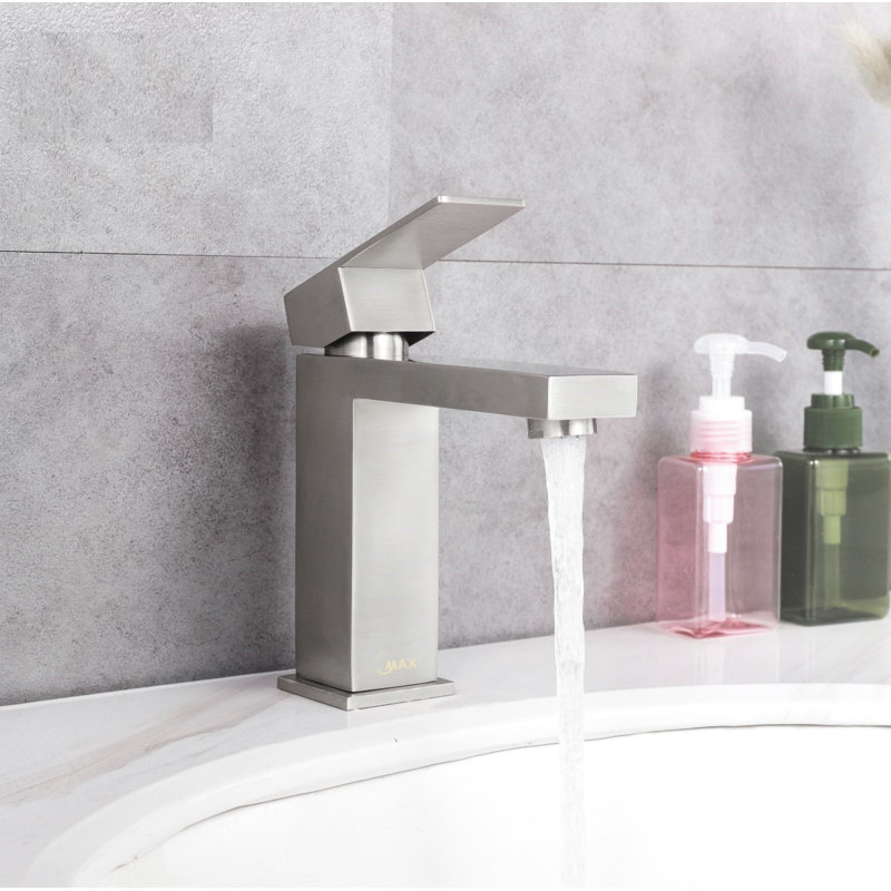 Robinet de salle de bain à un trou, Nickel brossé
