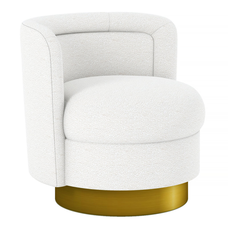 Fauteuil demi-tonneau pivotant blanc et doré 28 po