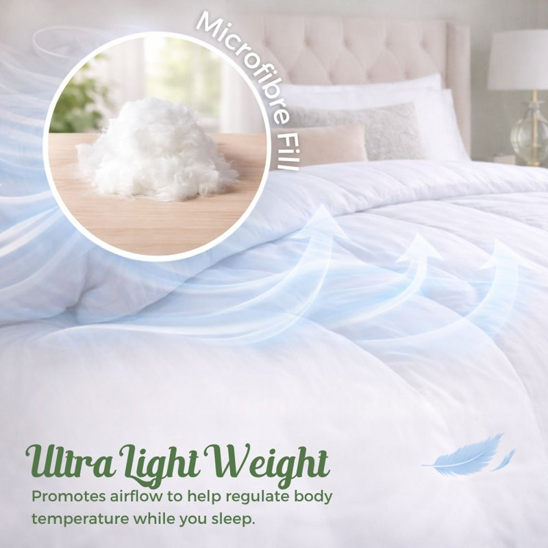 Opulent Home Premium Anti-Allergy Duvet Quilt 18 TOG - Lightweight Stripe Winter Warm Comforter - Single /Double/King/Super King 