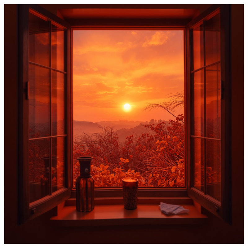 Sunset View Window Duvet Covers, Queen