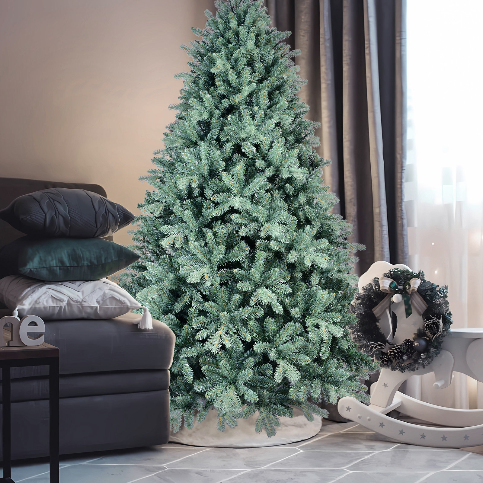 Unlit Blue Spruce Artificial Christmas Tree, 6'