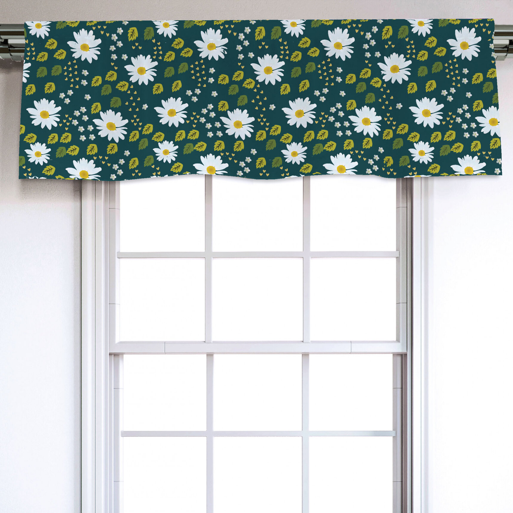 East Urban Home Floral Sateen Ruffled 54'' W Window Valance in | Wayfair