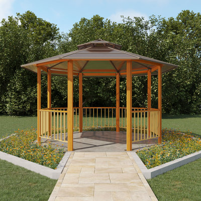 15 Ft. W X 15 Ft. D Outdoor Hardtop Gazebo, Octagonal Gazebo,galvanized Steel Canopy