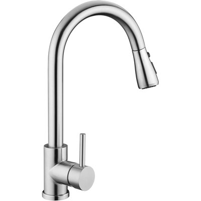 Brushed Nickel Kitchen Faucet, RV Kitchen Faucet 3 Hole with Water Line, Commercial Kitchen Faucet with Pull Down Sprayer