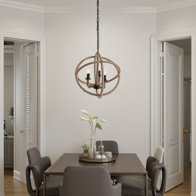 Lustre en forme de globe à 3 lumières de style bougie Asjad