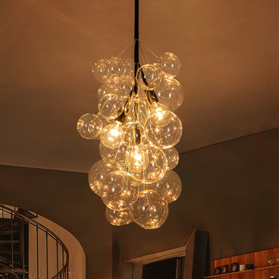 Lustre en verre bullé à 3 lumières Lelaina