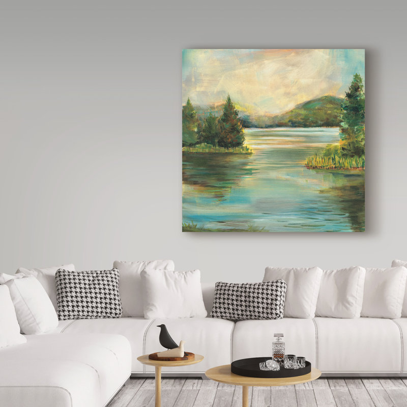 «Silver Lake», reproduction de peinture acrylique sur toile tendue, H 14 po x l 14 po