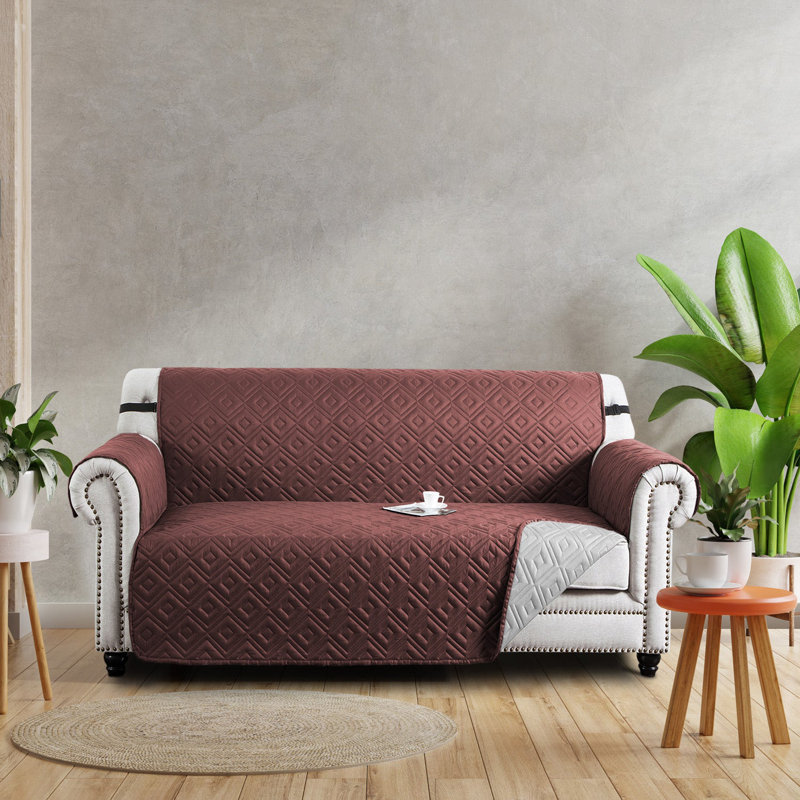 Reversible Waterproof Sofa Cover – Quilted Anti-Slip Couch Protector with Adjustable Strap, 179cm H x 280cm W - (3 Seater)