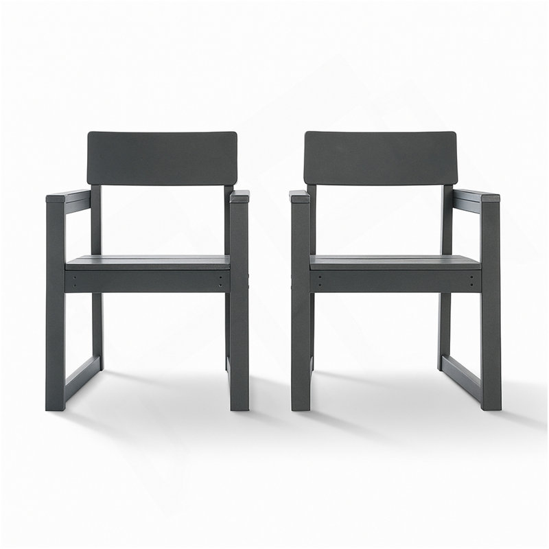 Fauteuils de jardin et d'extérieur gris en PEHD avec dossier de style moderniste