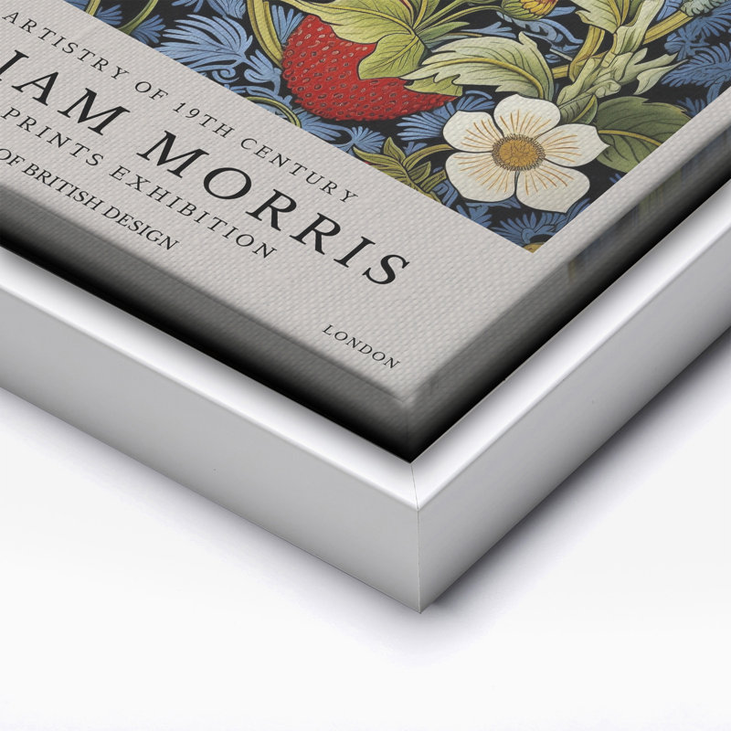 William Morris - Fraises No2, Canvas, 18"H x 24"W, White Framed