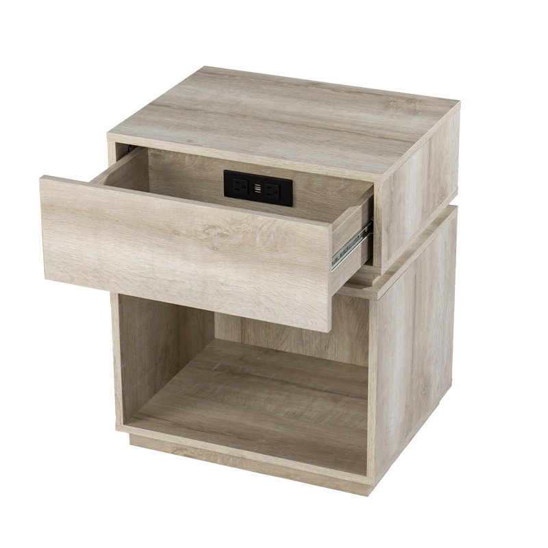 End Table with Storage and Built-In Outlets