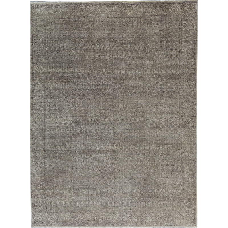 Tapis beige et brun noué à la main de haute qualité
