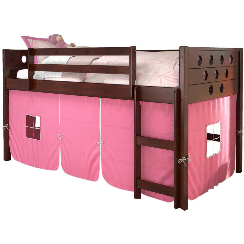 Sote Twin Solid Wood Platform Loft Bed by Harriet Bee, Pink, White
