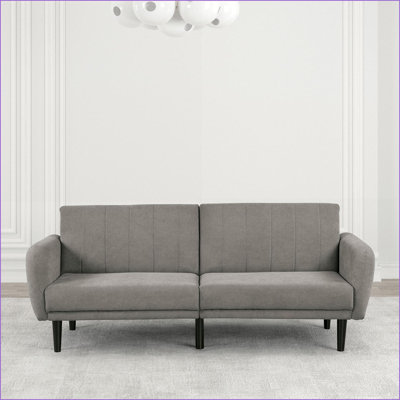 Futon convertible en lit Canapé en tissu gris ardoise contemporain avec ports USB | Gris | Tissu