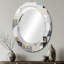 Gris et jaune mosaïque III - miroir décoratif ovale abstrait sur métal-1015894949