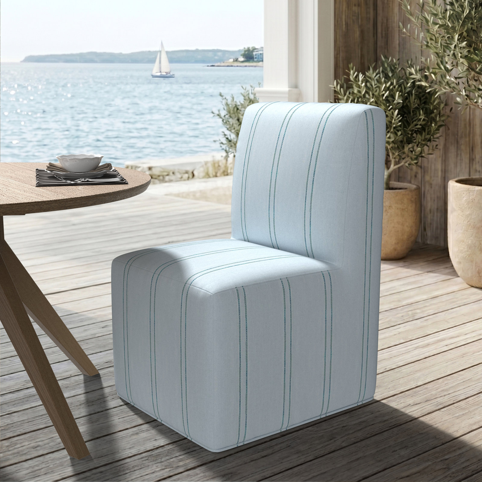 Eliana Sunbrella® Patio Side Chair, Sunbrella Wayward Sky