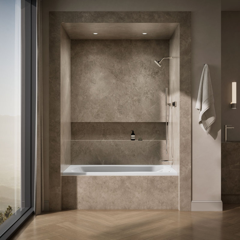 Baignoire de trempage encastrée 66 po. X 36 po. Mariposa, Blanc, Droite