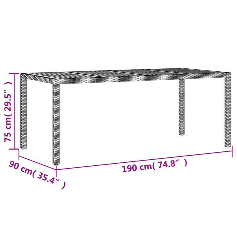 Heathrow Rectangular 190cm L Outdoor, Grey