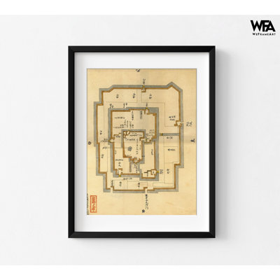 Plan de château japonais, affiche japonaise antique, art traditionnel asiatique, impression de vieux plan de château, décoration murale traditionnelle du Japon, affiche du Japon