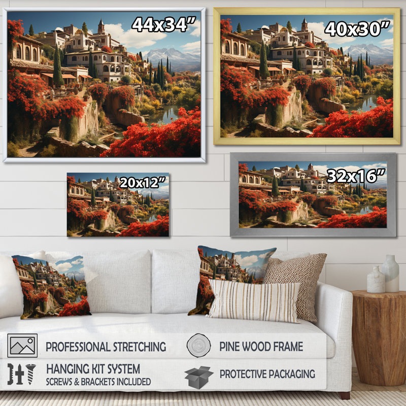 Espagne, Grenade, quartier de l'Albayzà­n II - Décoration murale espagnole, 30" H x 40" W, Toile tendue