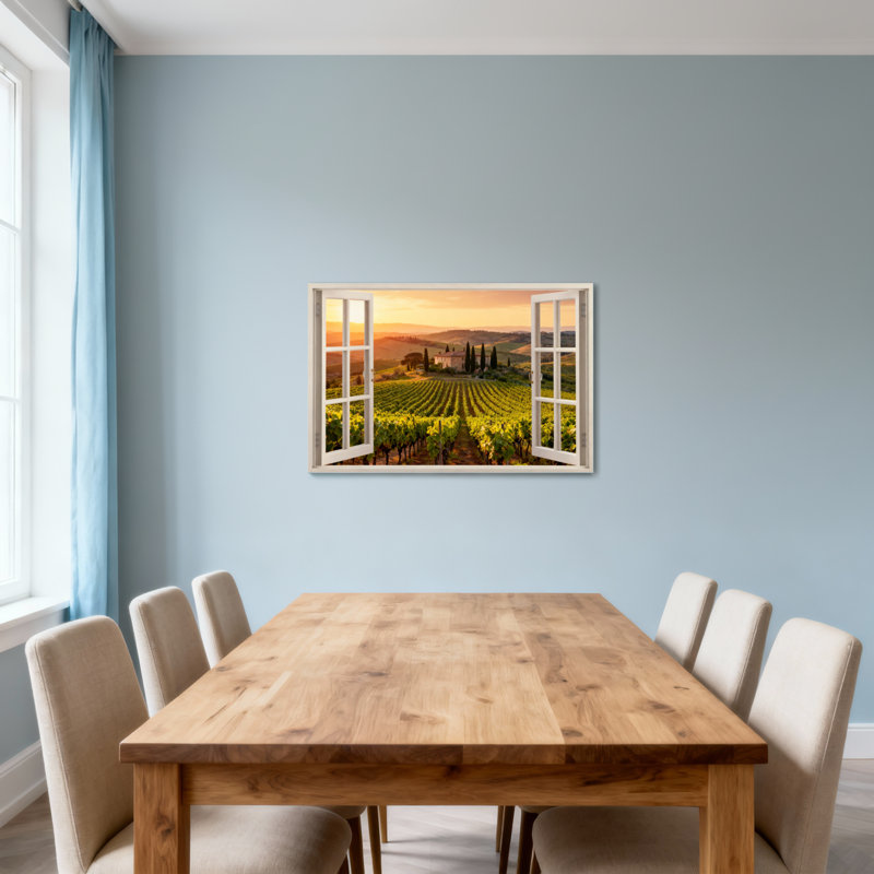 «Landscape & Nature Open Window Vineyard Sunset Landscape View», H 12 po x l 18 po