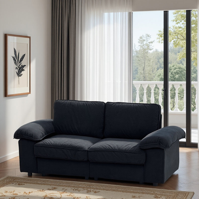 Causeuse compacte à 2 places avec rangement dissimulé, idéale pour les petits appartements et les studios, offrant confort et fonctionnalité