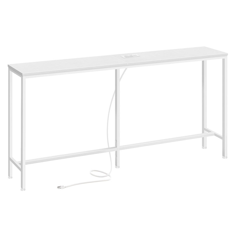 70" W Console Table with Outlet, White, White