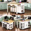 Îlot de cuisine extensible avec comptoir 47,2 X 19,7, plateau en bois d'hévéa, tiroirs de rangement, panneau décoratif-1571596571