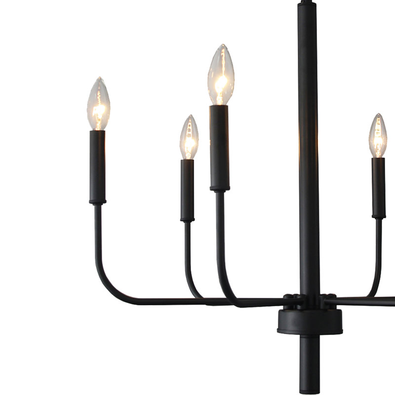 Lustre 6 lumières façon bougie avec finition noir mat