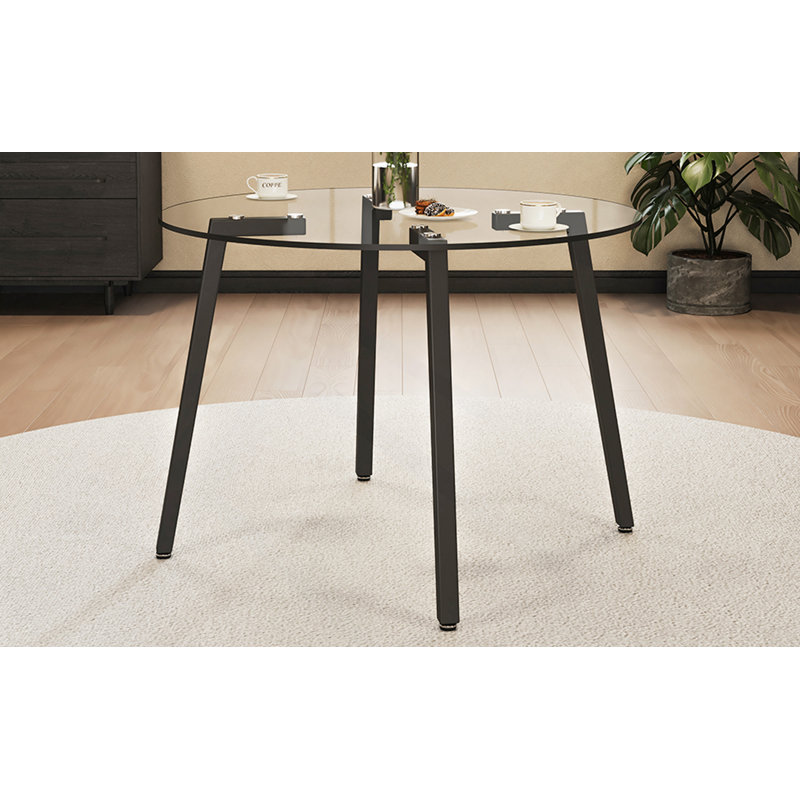 Table de salle à manger Heimoana, Noir, H 29,5 po x l 42 po x P 42 po