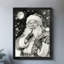 «Black Merry Santa Claus in Winter», encadré noir, impressions de style rétro-606610660
