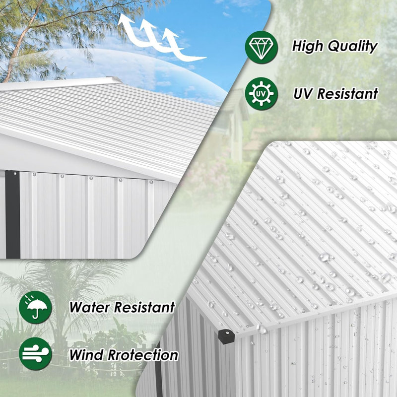 8 ft. x 6 ft. White Metal Outdoor Storage Shed