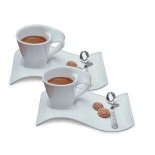 Turkish Coffee Cups Set of 6 and Saucers - Espresso Mugs with 2.3