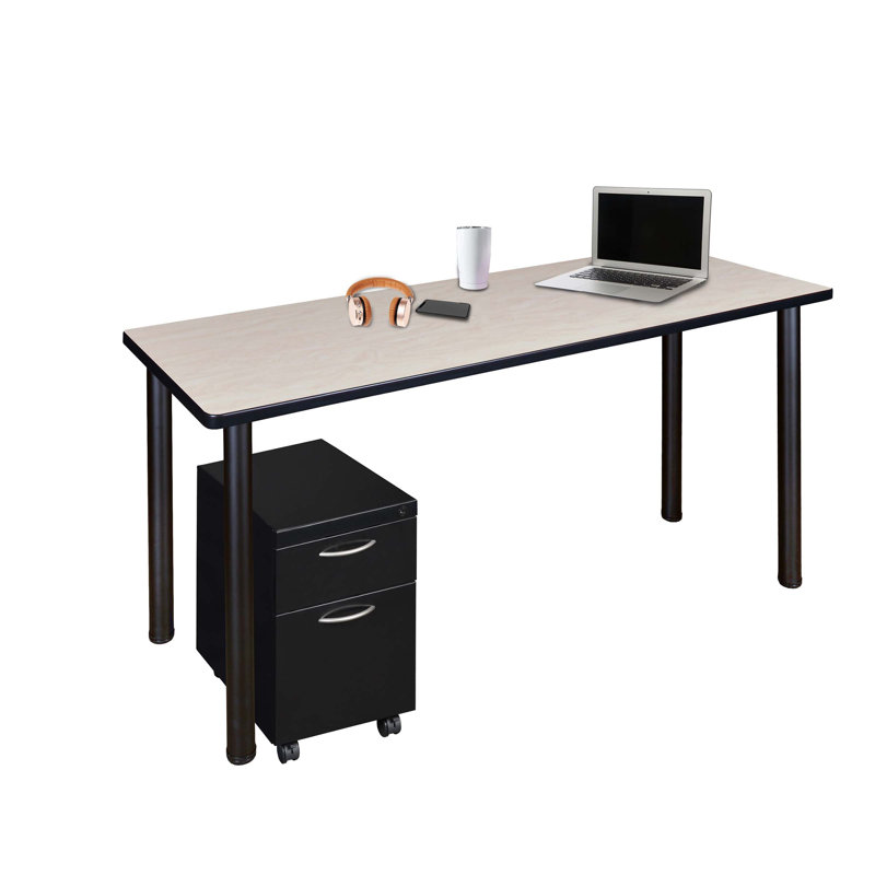 Bureau mobile Regency Kee avec rangement, H 29 po x l 48 po x P 24 po, Érable / noir