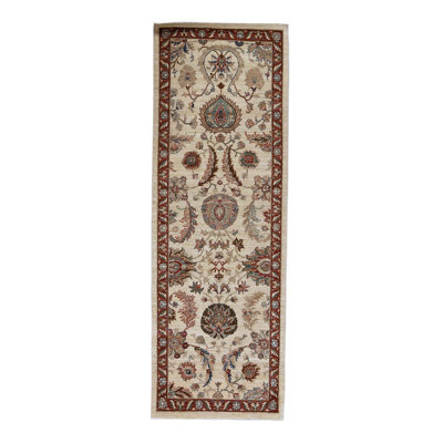Tapis crème / rouge / beige noué à la main de haute qualité