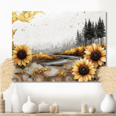 «Dormendo Sunflowers Landscape Into A Crystal Winter Landscape I» - Art mural