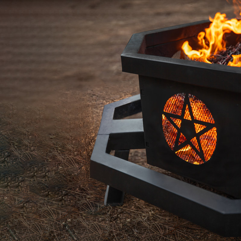 Octangon Steel Wood Burning, 17.5"H x 42"W x 42"D