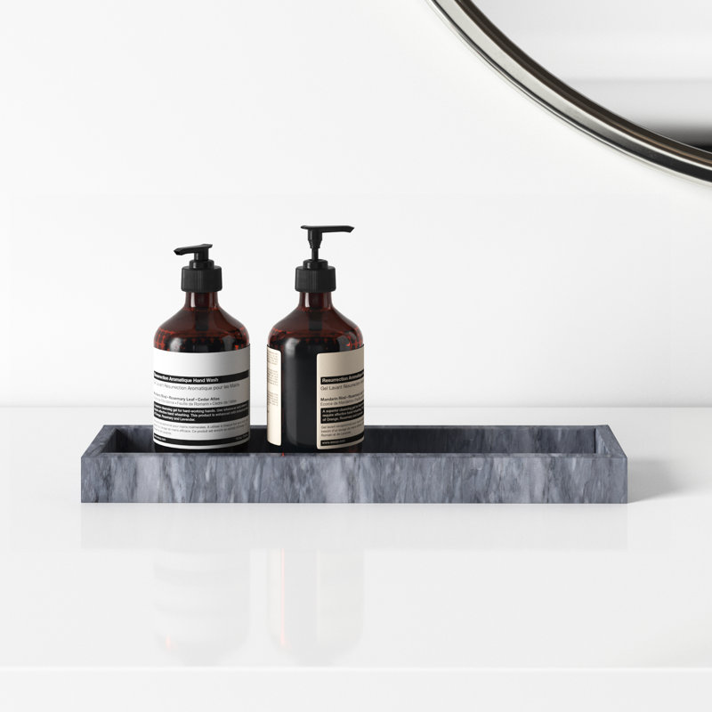Graciela Marble Bathroom Tray, Cloud Gray