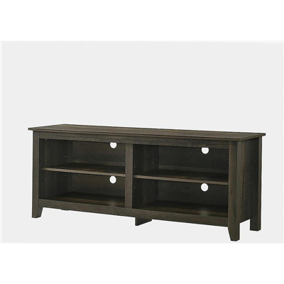 Trove 58'' dark brown wood grain TV stand with open shelves and cable management