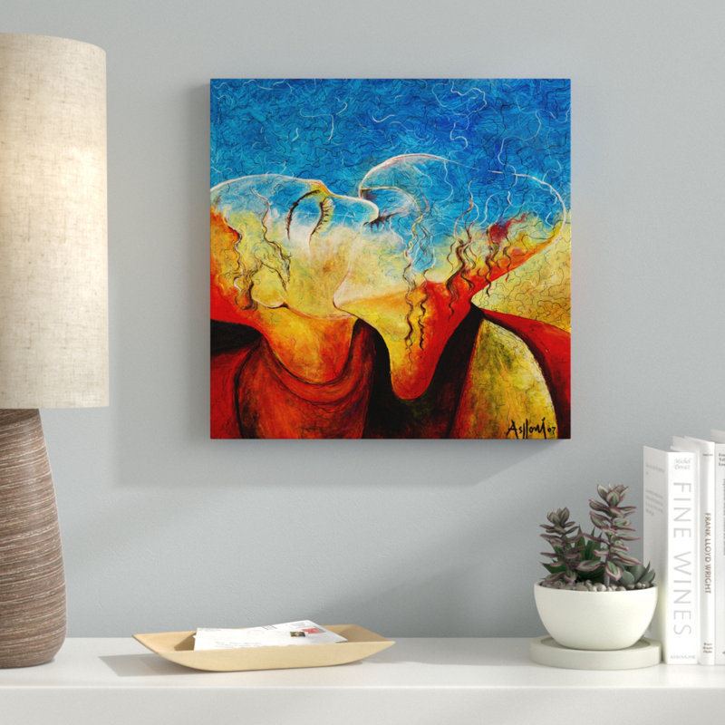 «The Kiss» par Sam Asllani, art mural sur toile, H 26 po x l 26 po