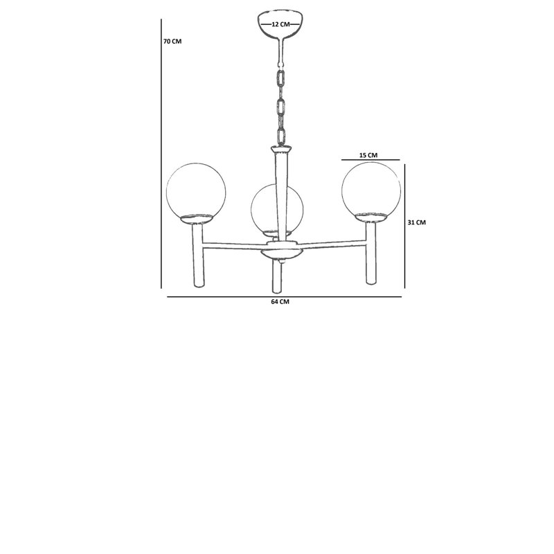 Superbe lustre réglable, corps en métal avec capuchon en verre, 5,9 x 5,9 x 27,6 pouces | Plaque de base de diamètre 4,7 po x 2,8 po | 3 x douilles E27 (40 W maximum) | Design élégant blanc et noir, parfait pour la salle à manger et les espaces de vie