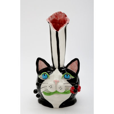 Cat Bud Vase- 6"H