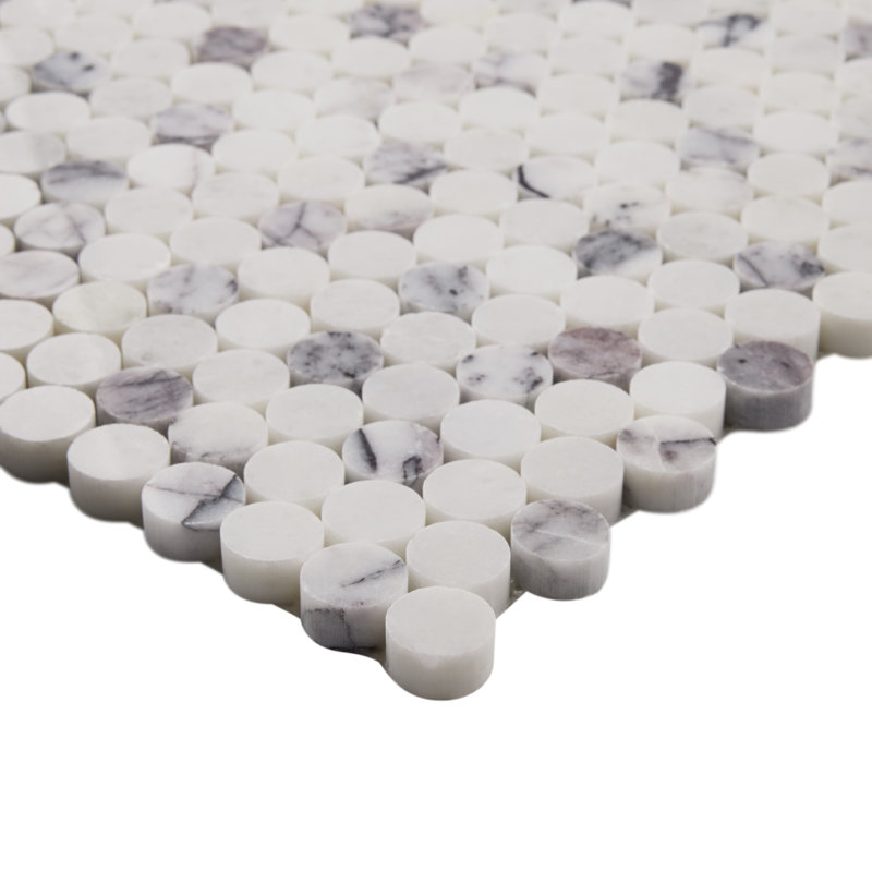 Lilac Premium 10.43 In. X 11.22 In. Penny Round Marble Mosaic Floor And Wall Tile (8.1 Sq. Ft. / Sheet)