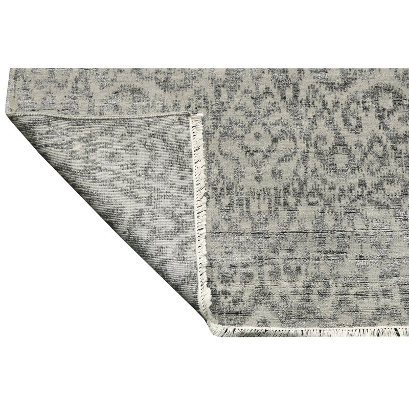 High-Quality Hand-Knotted Silver And Black Area Rug
