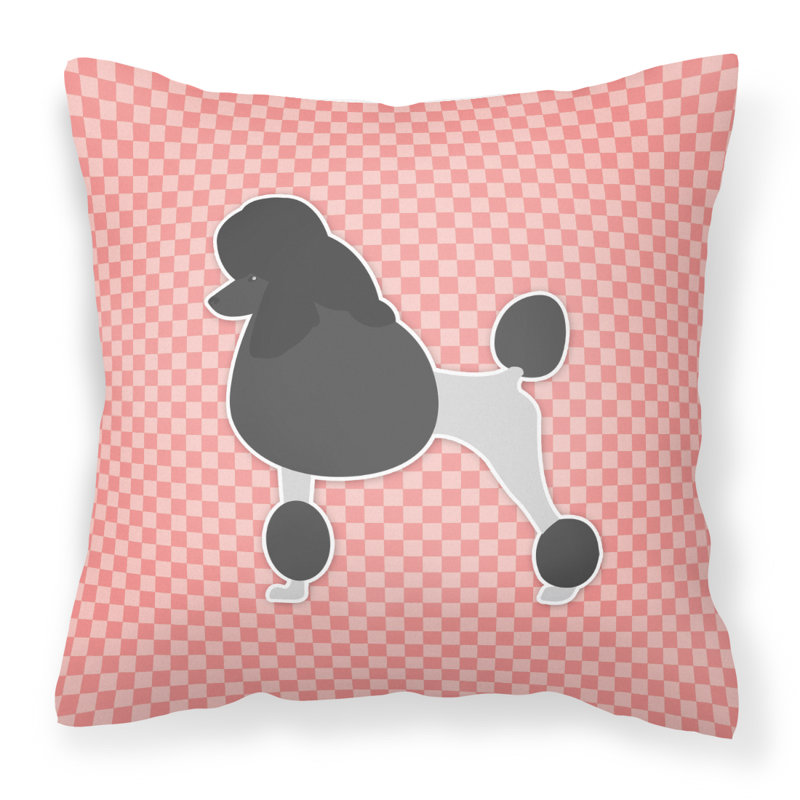 Poodle Solid Colour Outdoor Throw Pillow, 18" H x 18" W x 3" D, Pink