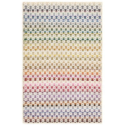 Poppy Geometric Handwoven Flatweave Purple/Yellow/Blue Area Rug