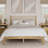 Besan Solid Wood Boucle Upholstered Headboard Bed Frame-990928468-947131105