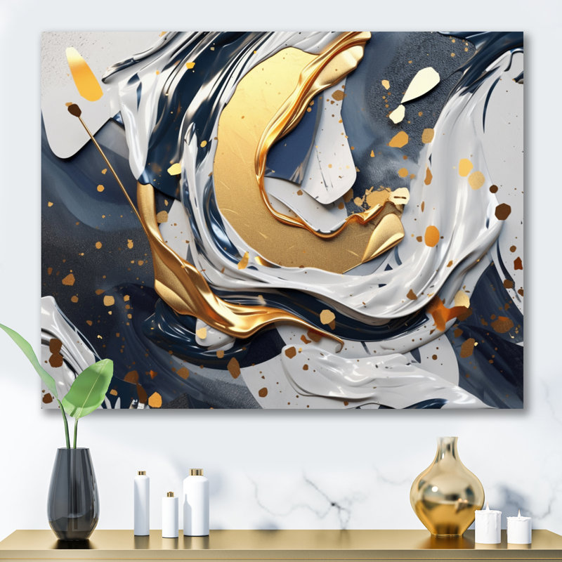 Grey and Gold Transcendent Impressions IV, H 24 po x l 32 po x P 1 po, Toile tendue